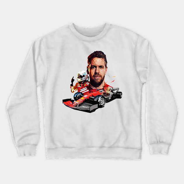 Sebastian Vettel lowpoly v2 Crewneck Sweatshirt by pxl_g